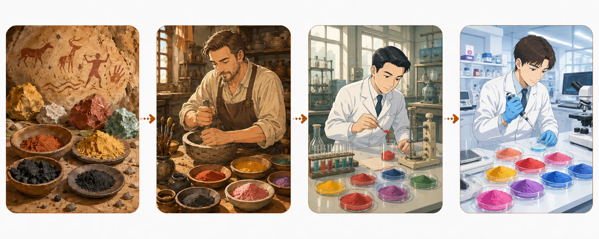 塗料に使われる顔料のルーツと発展の歴史｜外壁塗装の色を支える素材の物語　イメージ