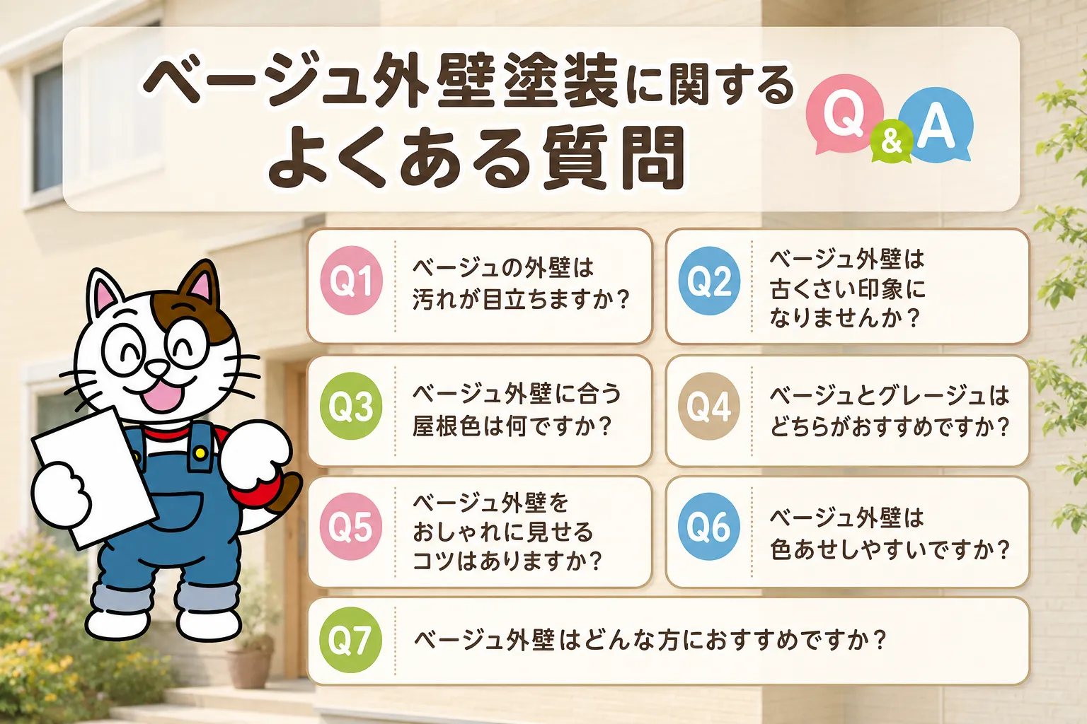 ベージュ外壁塗装に関するQ＆A　イメージ
