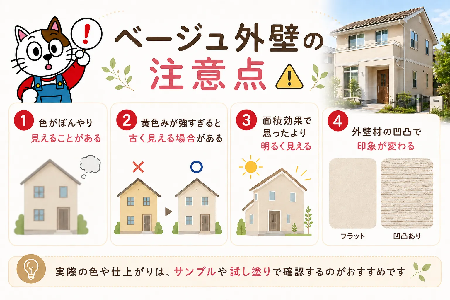 ベージュ外壁の注意点　イメージ