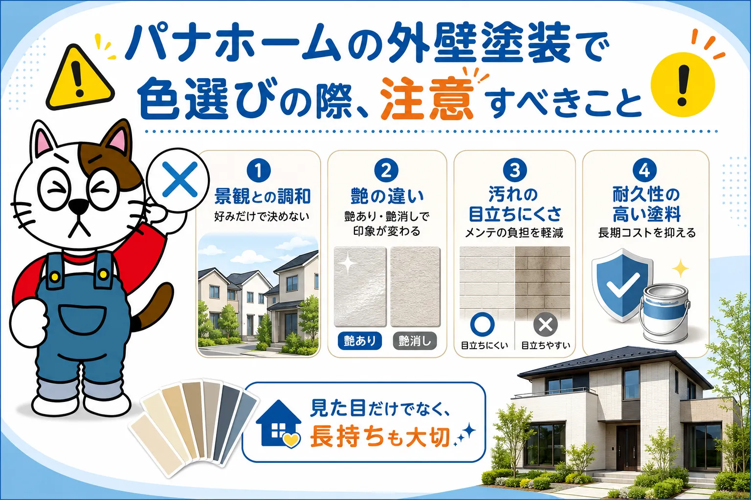 パナホームの外壁塗装で色選びの際、注意すべきこと　イメージ