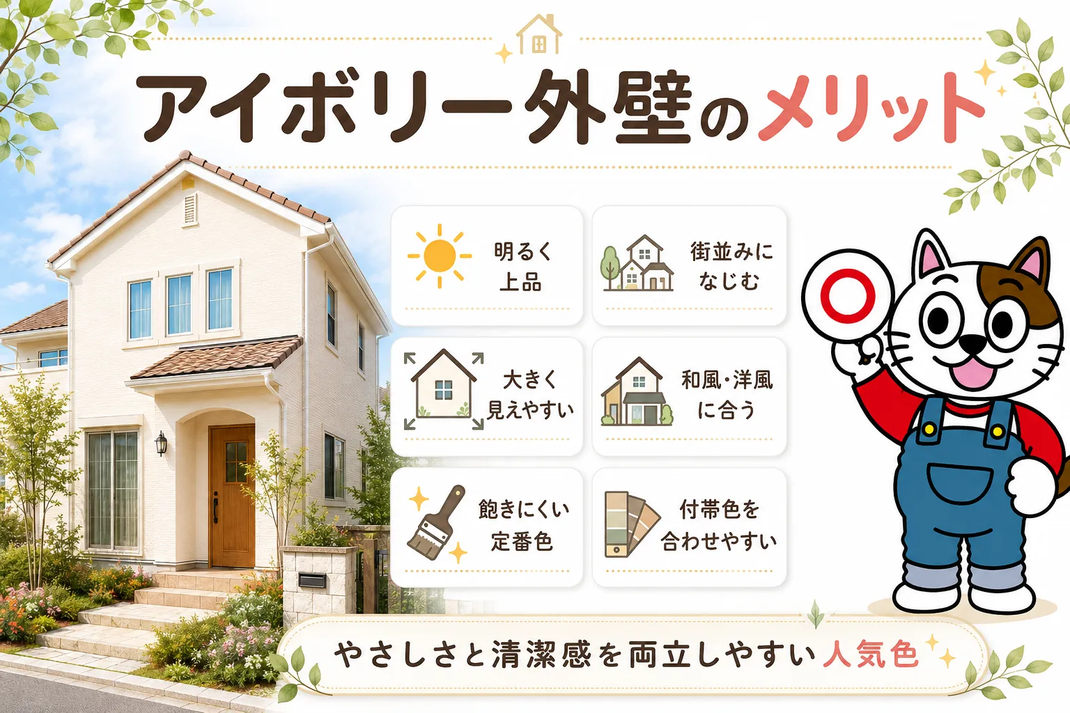 アイボリー外壁のメリット　塗装　イメージ