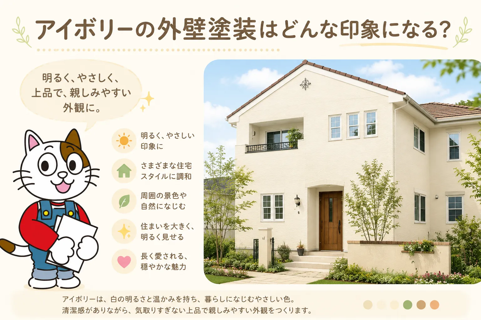 アイボリーの外壁塗装はどんな印象になる？　イメージ