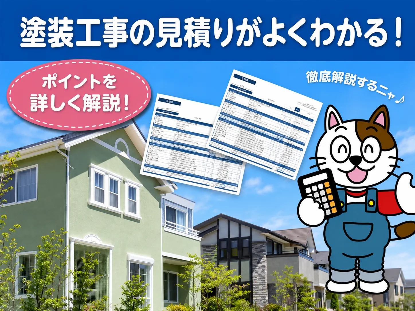 外壁塗装がよくわかる見積書の見方と積算公式　イメージ