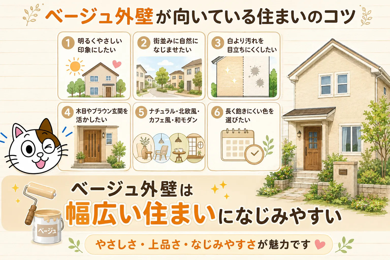 ベージュ外壁が向いている住まい　イメージ