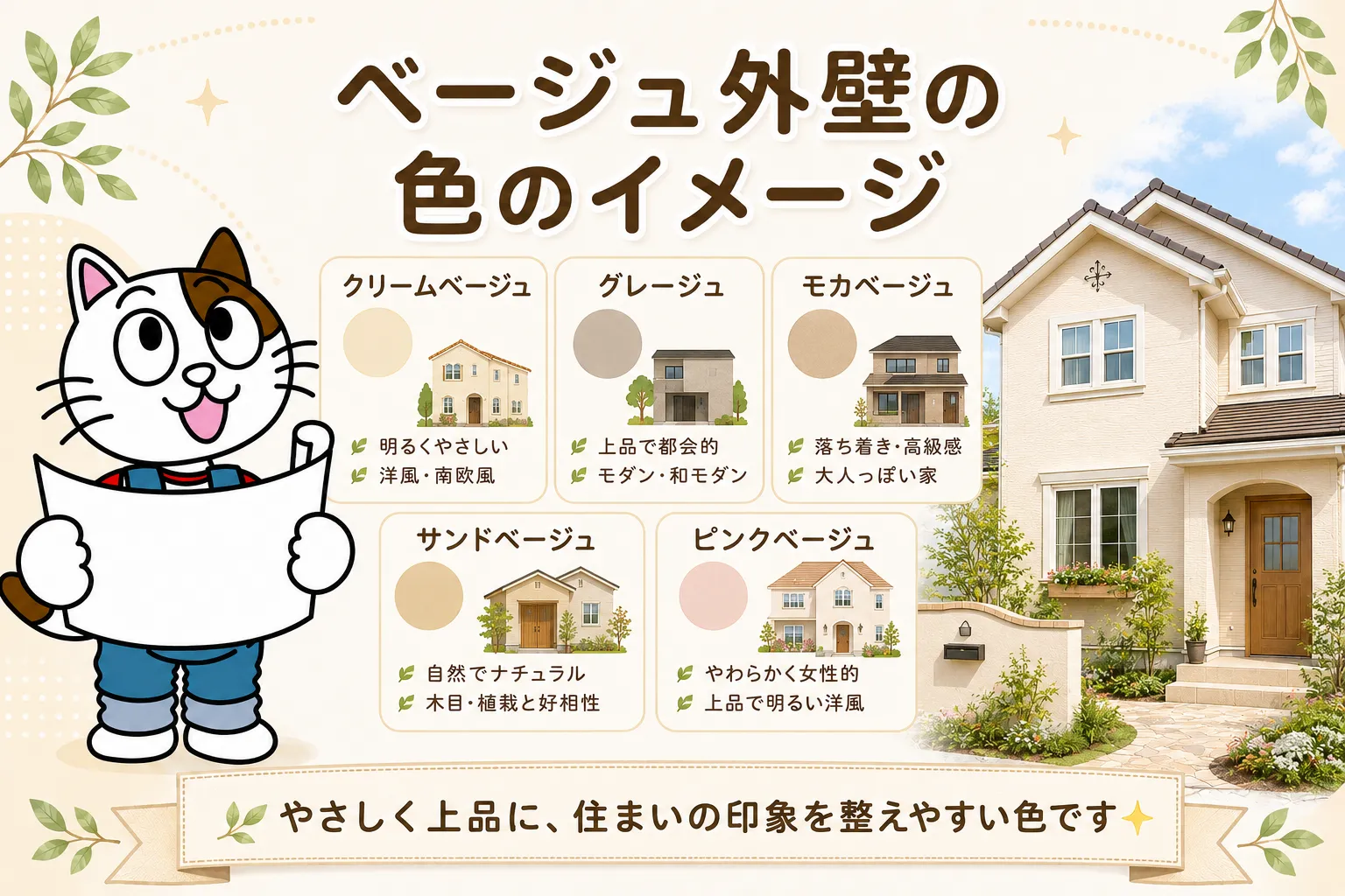 ベージュ外壁の色のイメージ　イメージ