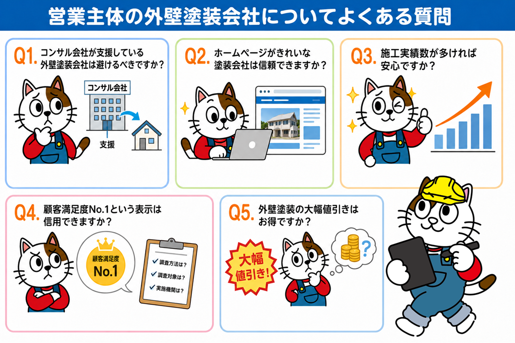 営業主体の外壁塗装会社についてよくある質問 イメージ