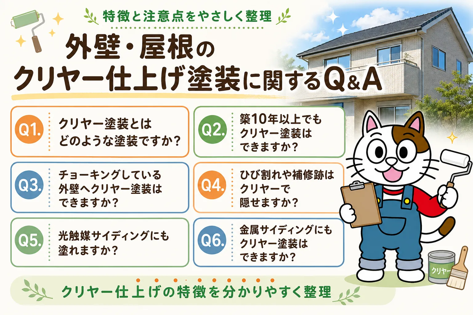 外壁・屋根のクリヤー仕上げ塗装に関するQ&A イメージ