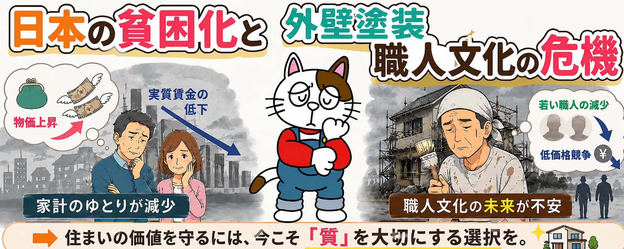 日本の貧困化と職人文化の危機について　イメージ