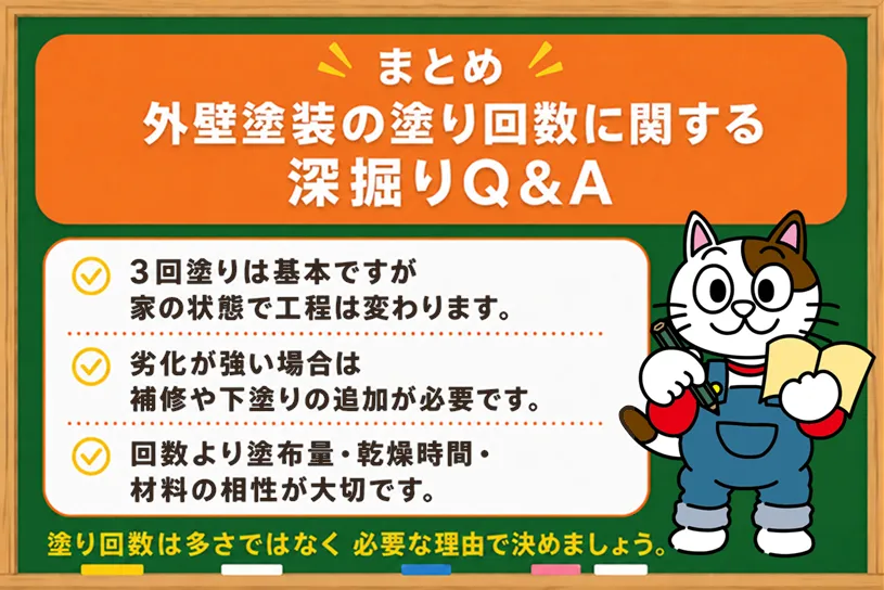 まとめ｜3回塗りを目的にせず、住まいに必要な工程を選ぶ　イメージ