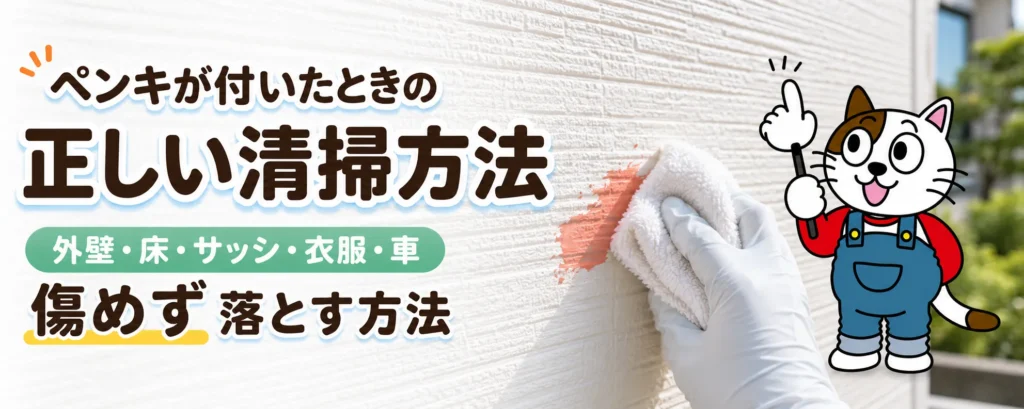 ペンキが付いたときの正しい清掃方法｜外壁・床・サッシ・衣服・車を傷めず落とす方法