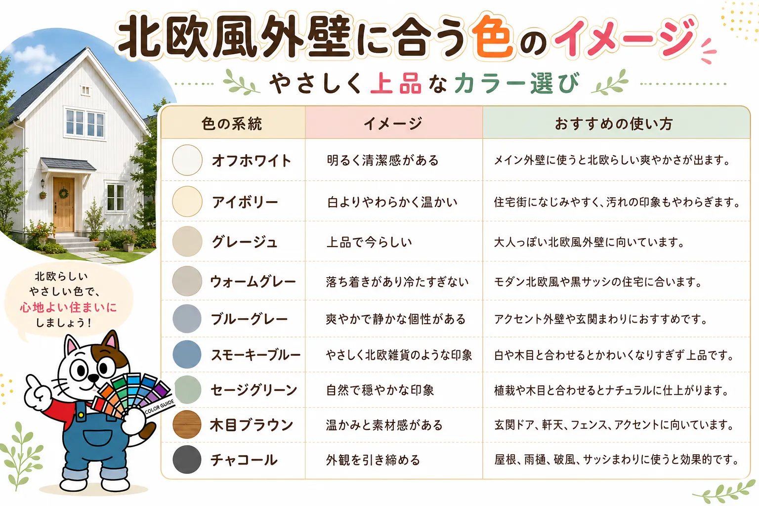 北欧風外壁に合う色のイメージ　イメージ