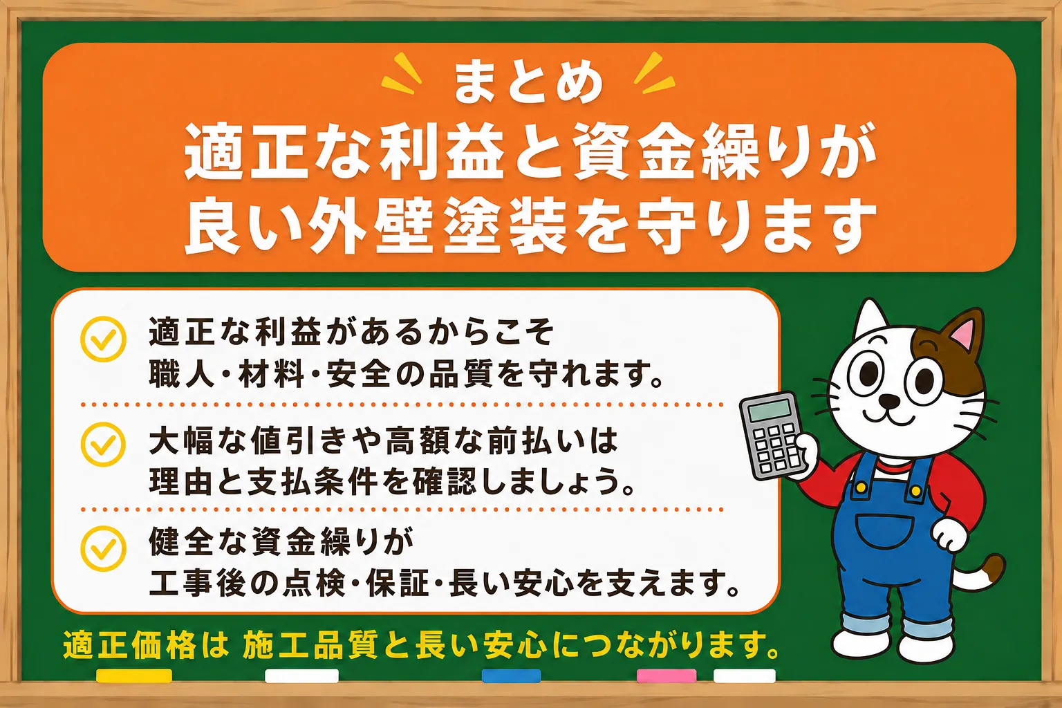 まとめ｜適正な利益と資金繰りが良い外壁塗装を守ります　イメージ
