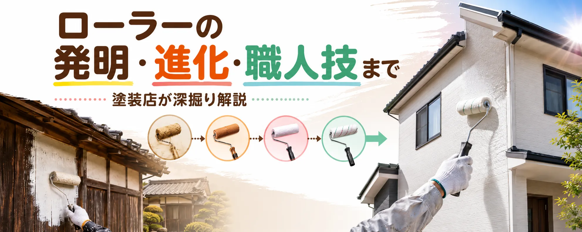 塗装用ローラーとローラー塗装の歴史｜発明・進化・職人技まで塗装店が深掘り解説　イメージ