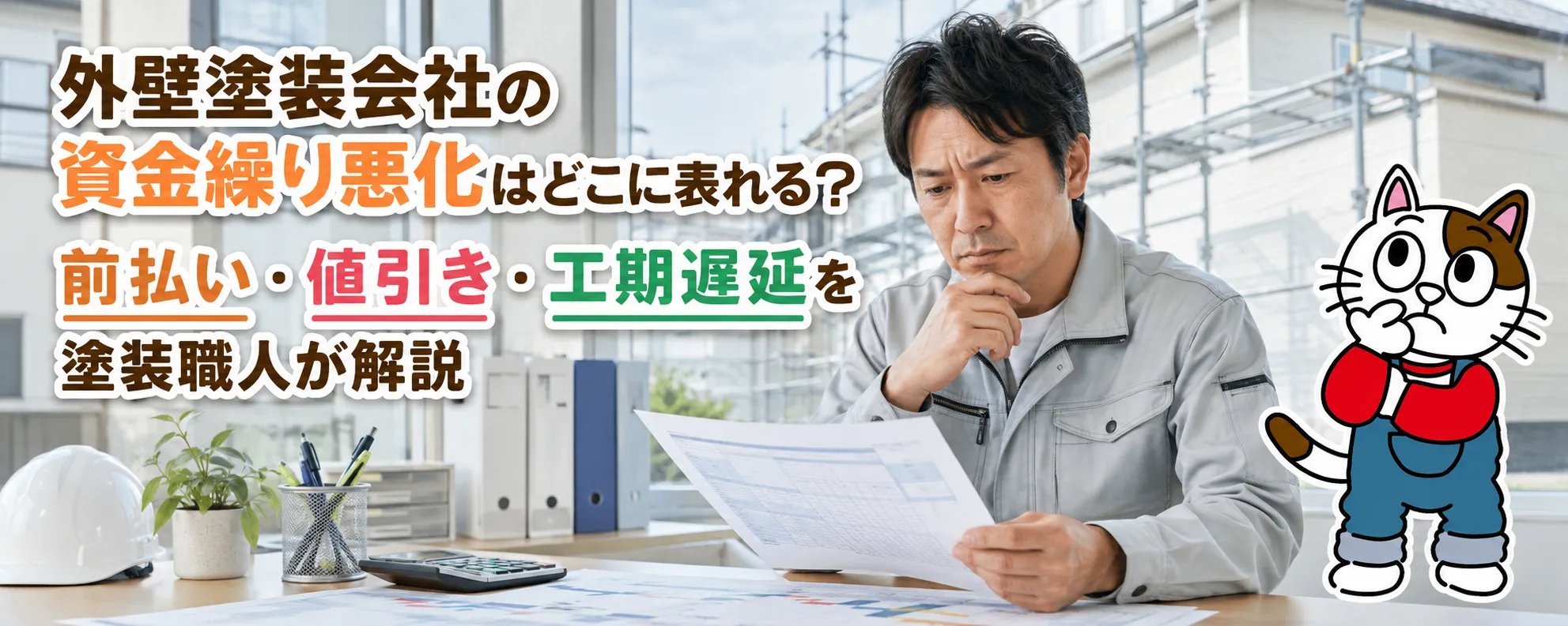 資金繰りが苦しくなっている外壁塗装会社の特徴｜契約前に確認したい危険な兆候　イメージ