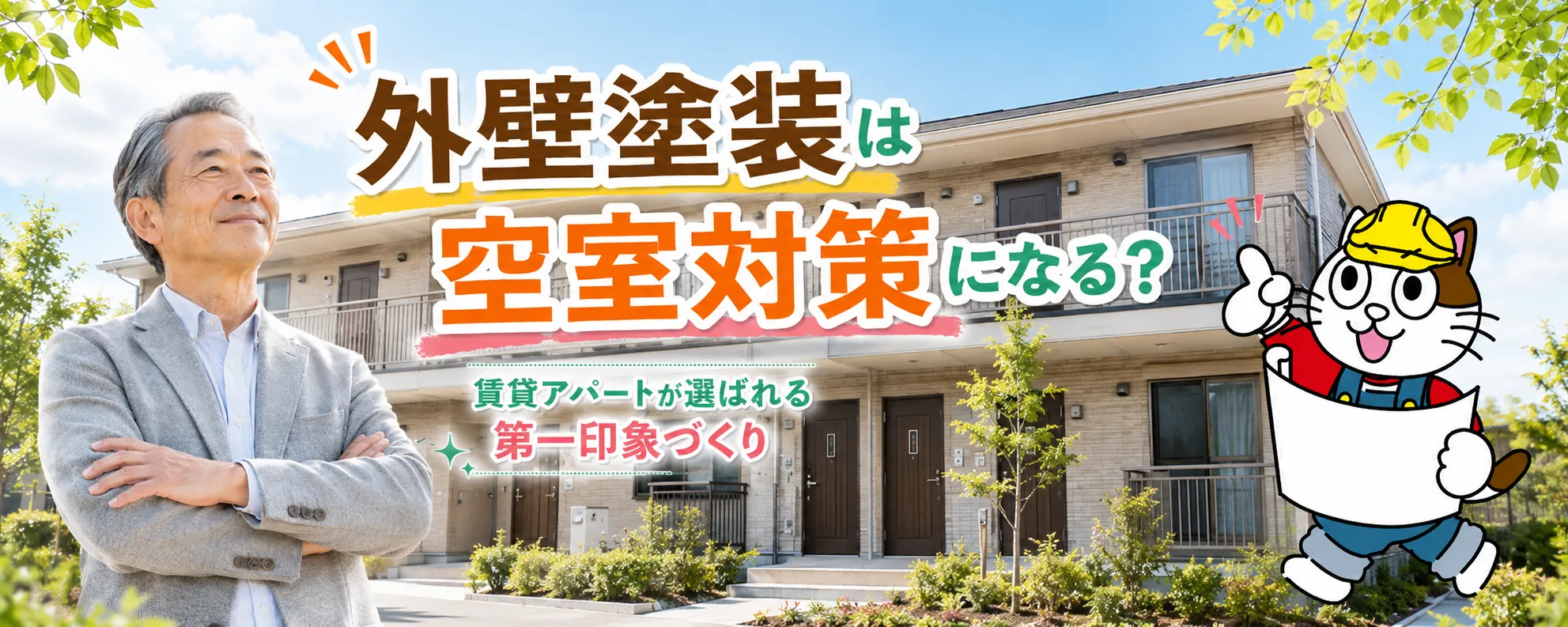 賃貸アパートの外壁塗装で空室対策｜内見前に選ばれる外観づくり　イメージ