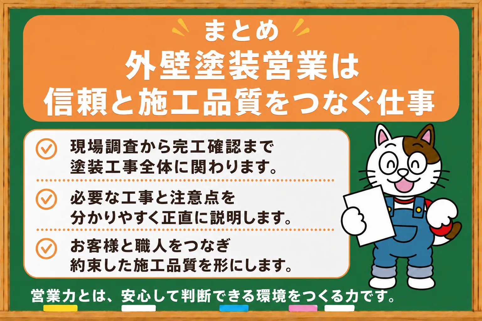まとめ｜外壁塗装営業は信頼と施工品質をつなぐ仕事　イメージ
