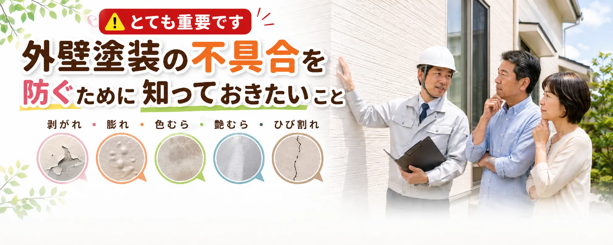 外壁塗装の不具合とは？｜よくある症状と後悔しない業者選びのポイント　イメージ