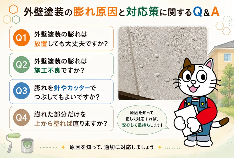 外壁塗装の膨れ原因と対応策に関するQ&A イメージ