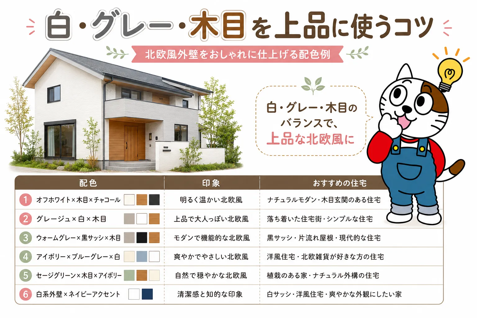 白・グレー・木目を上品に使うコツ　イメージ
