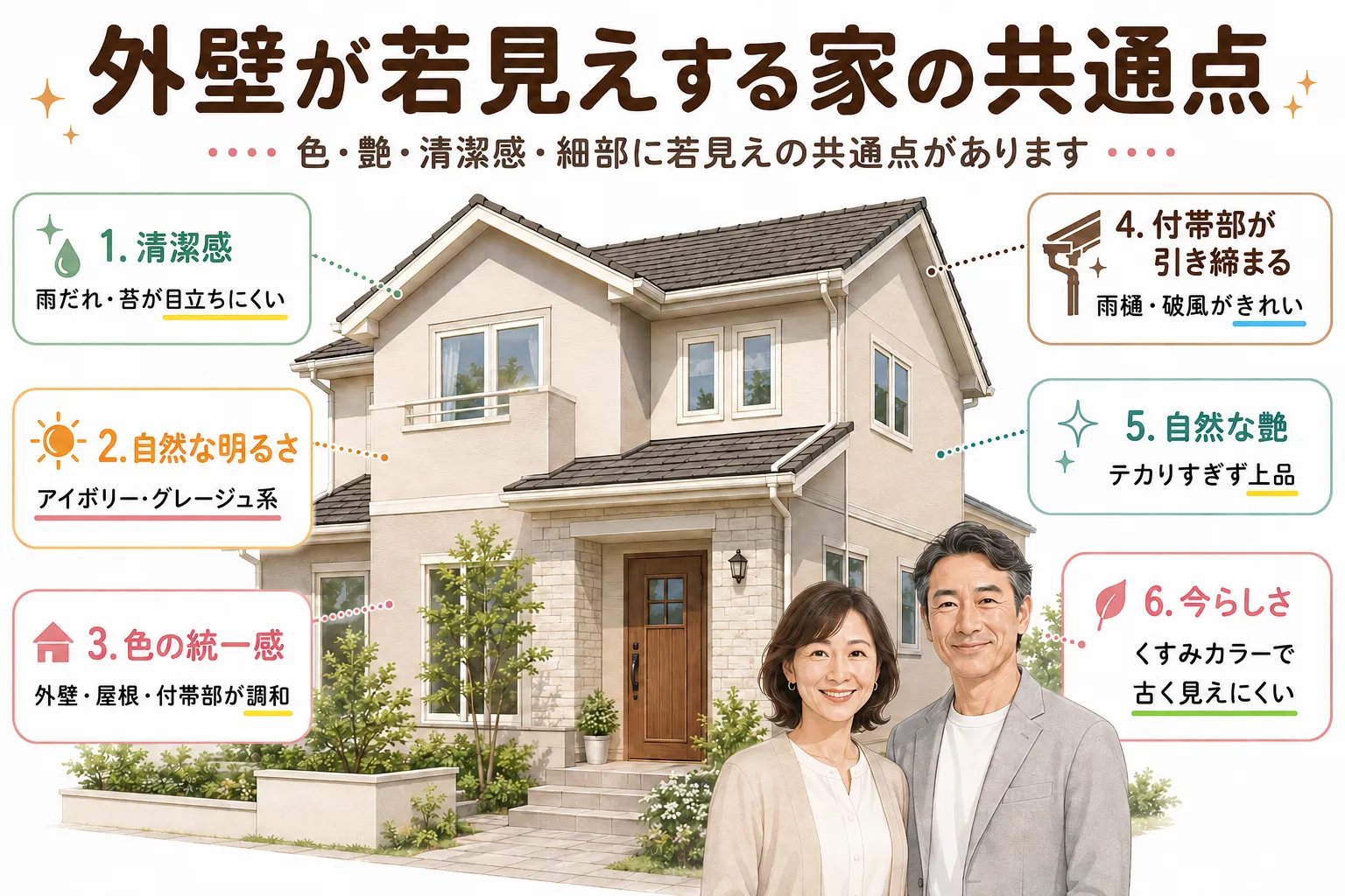 外壁が若見えする家の共通点 イメージ