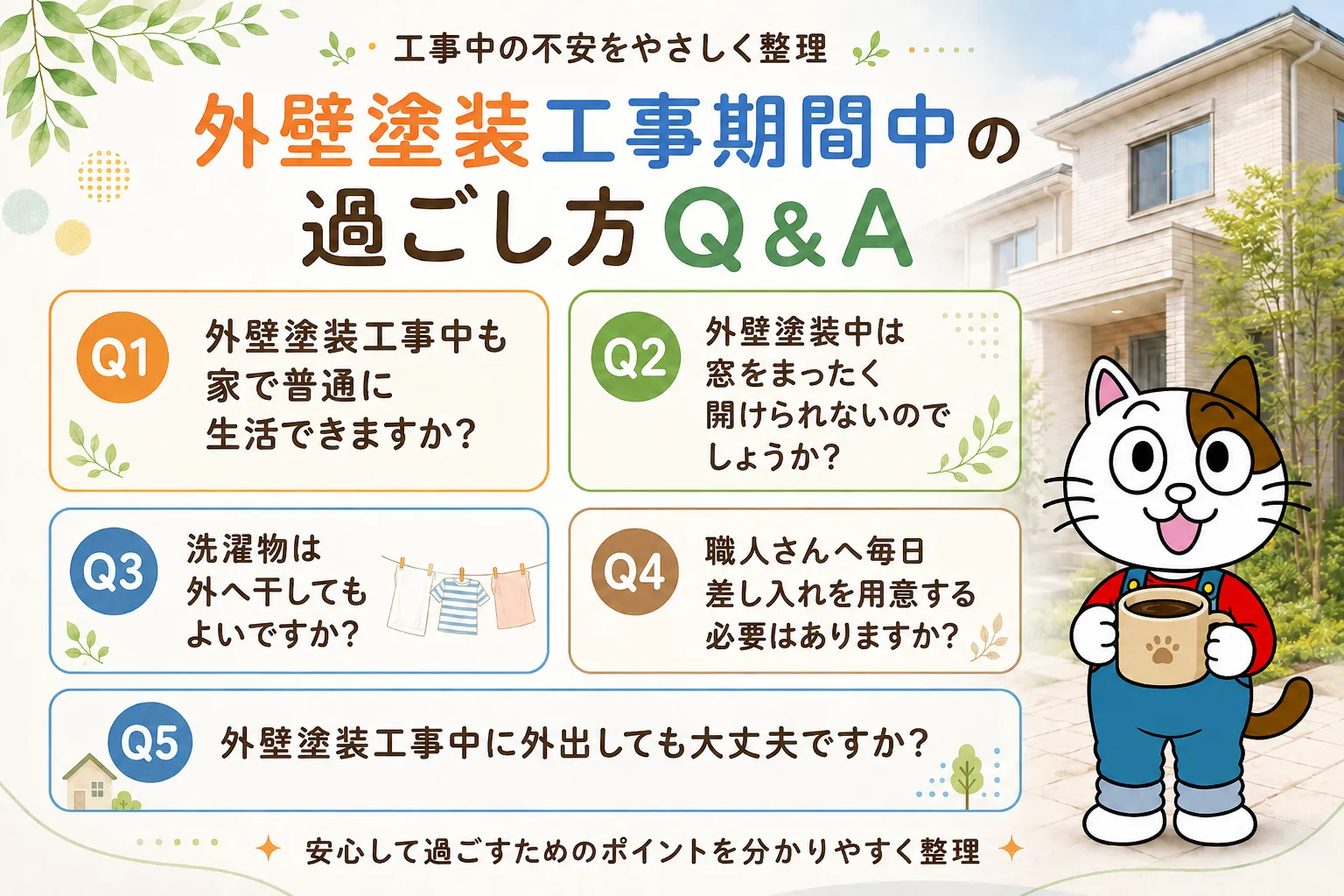 外壁塗装工事期間中の過ごし方Q＆A　イメージ