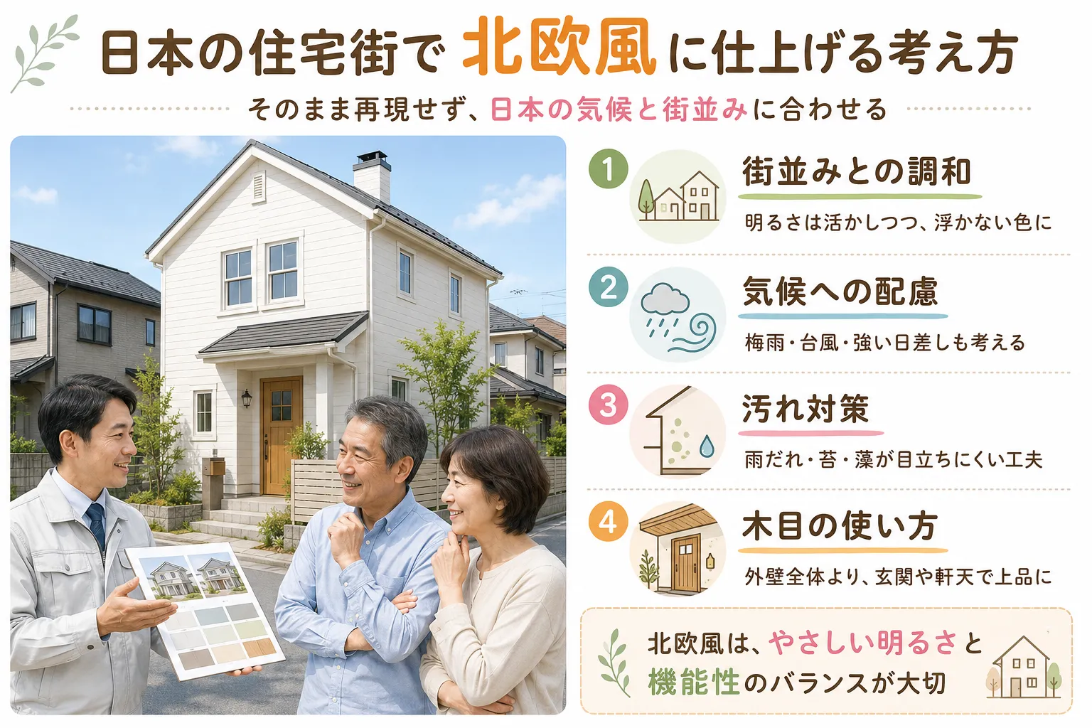 日本の住宅街で北欧風に仕上げる考え方　イメージ