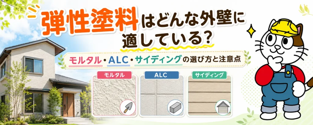 弾性塗料（微弾性・弾性・高弾性）はどんな外壁に適しているの？　｜モルタル・ALC・サイディングの選び方と注意点