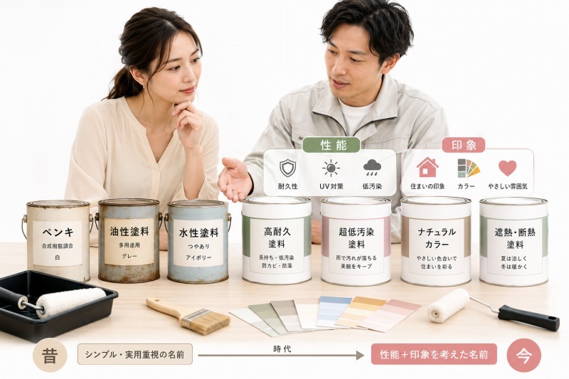 時代によって塗料の商品名も変化しています イメージ