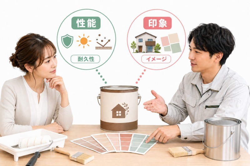 外壁塗料の商品名は「性能」と「印象」の両方で考えられています イメージ