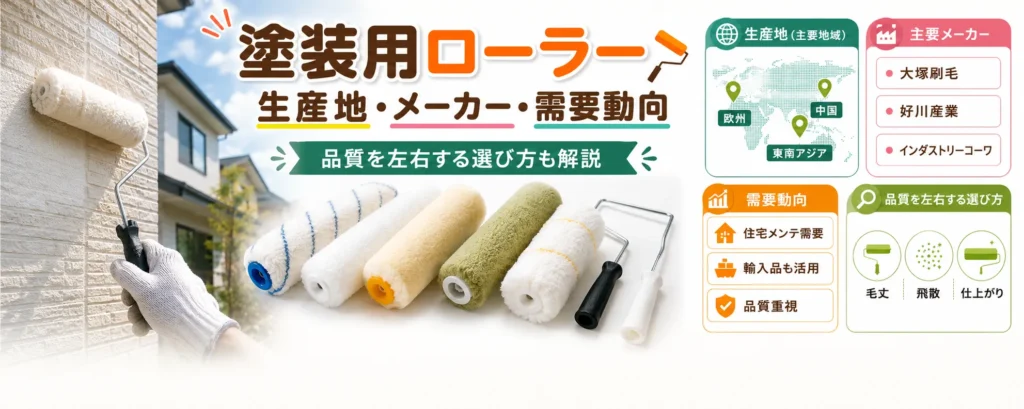 塗装用ローラー 世界・日本国内の生産地とメーカーを深掘り解説