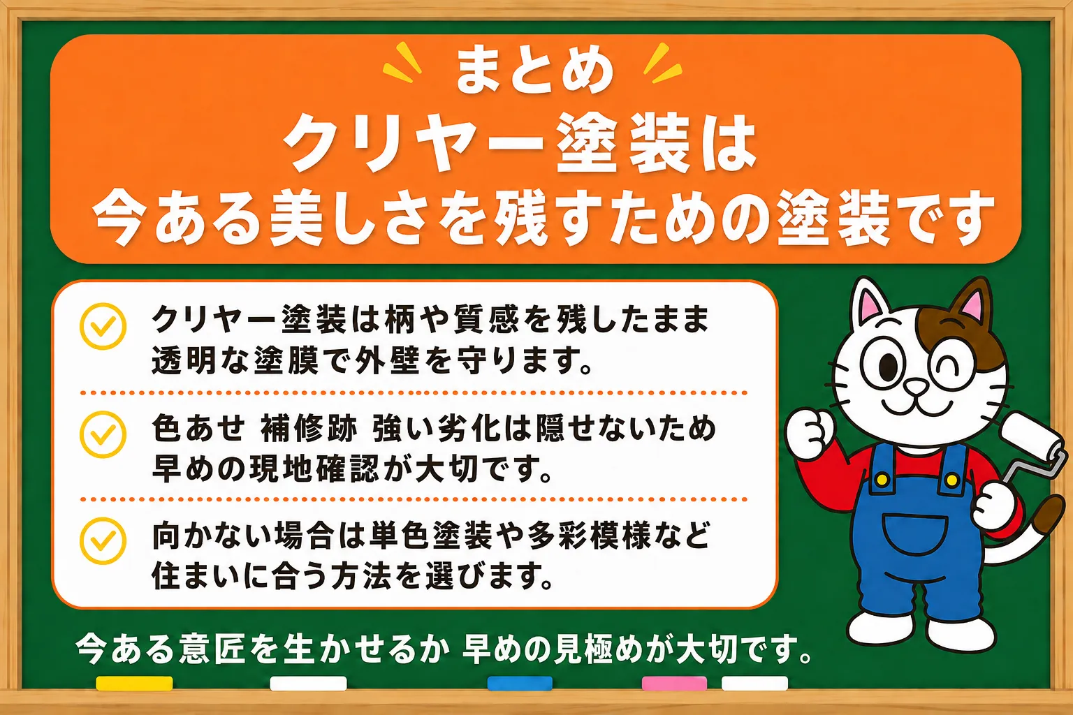 まとめ|クリヤー塗装は今ある美しさを残すための塗装です イメージ