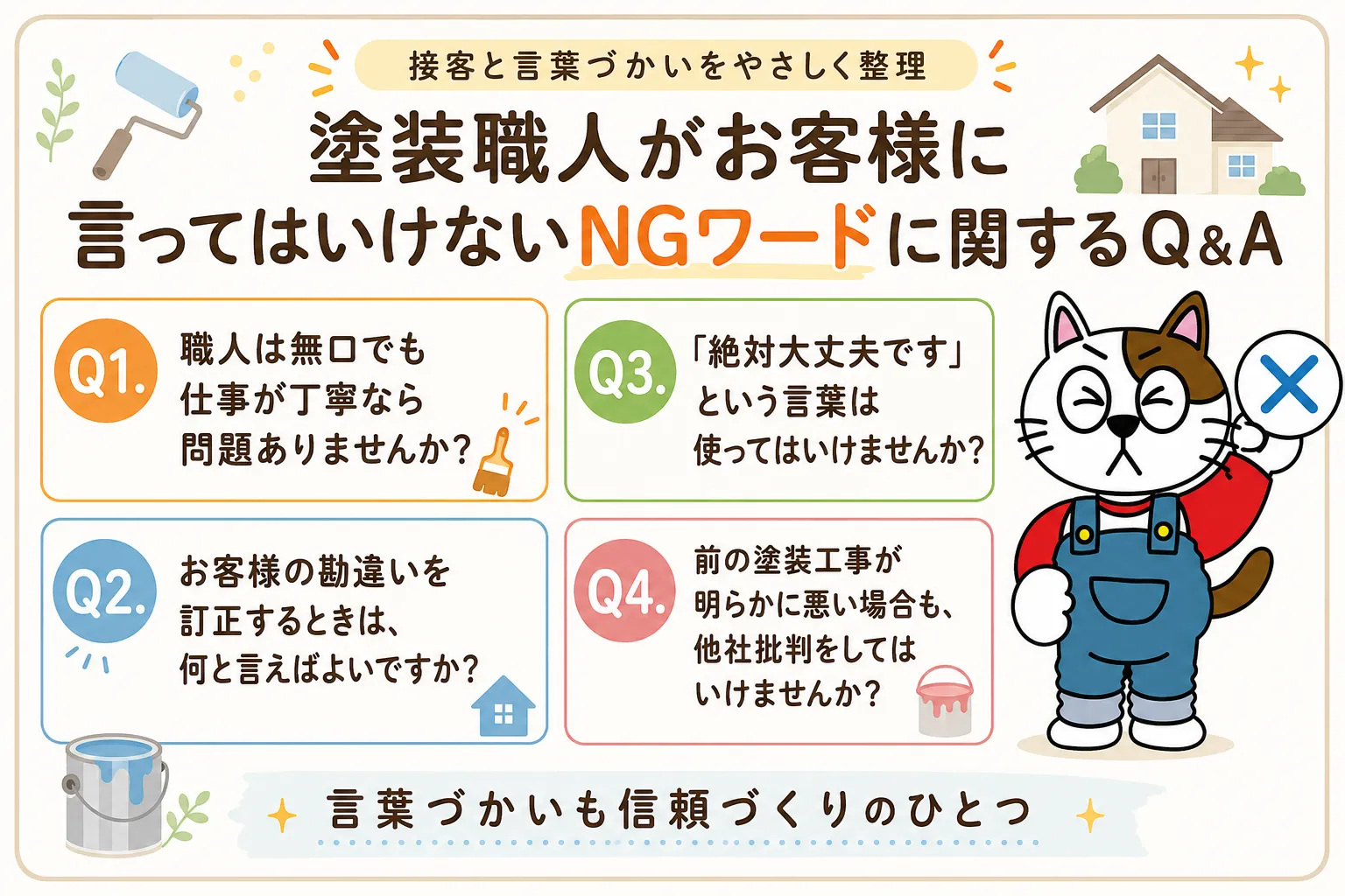 塗装職人がお客様に言ってはいけないNGワードに関するQ&A イメージ