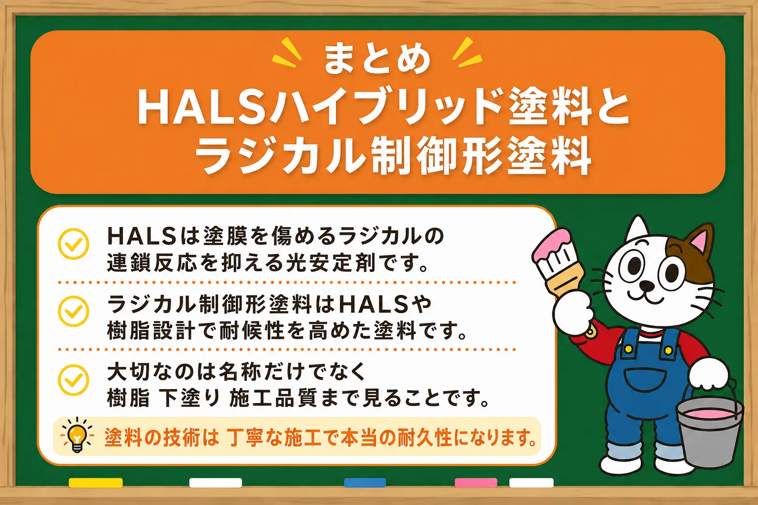 まとめ|HALSとラジカル制御技術は塗膜を長持ちさせる知恵の積み重ねです イメージ