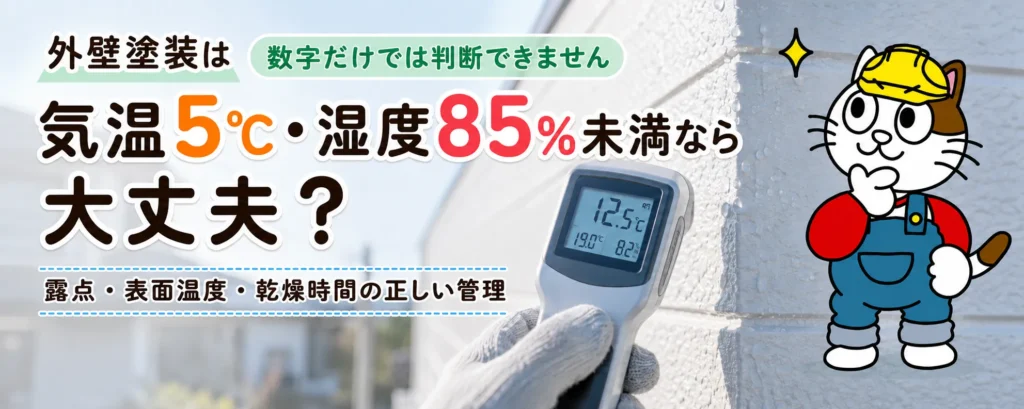 外壁塗装は気温5℃・湿度85％未満なら大丈夫？露点・表面温度・乾燥時間の正しい管理