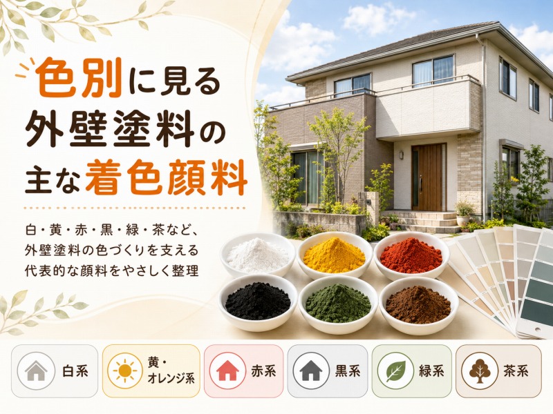 色別に見る外壁塗料の主な着色顔料　イメージ"