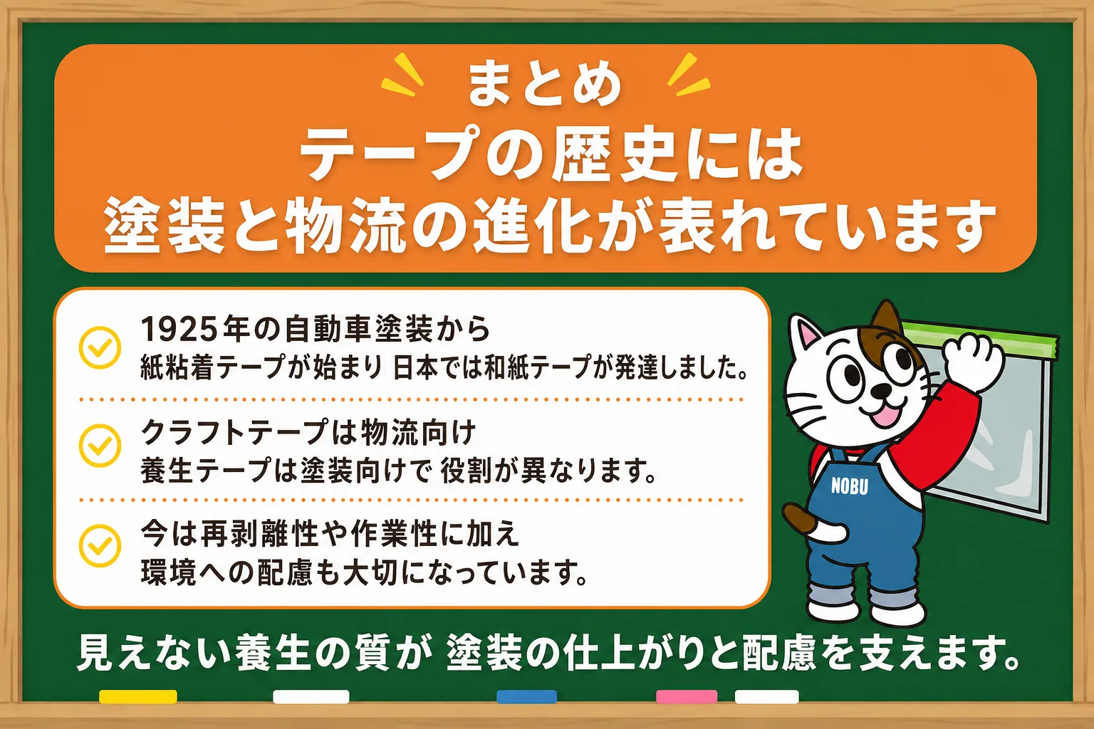 まとめ|テープの歴史には、塗装と物流の進化が表れています イメージ