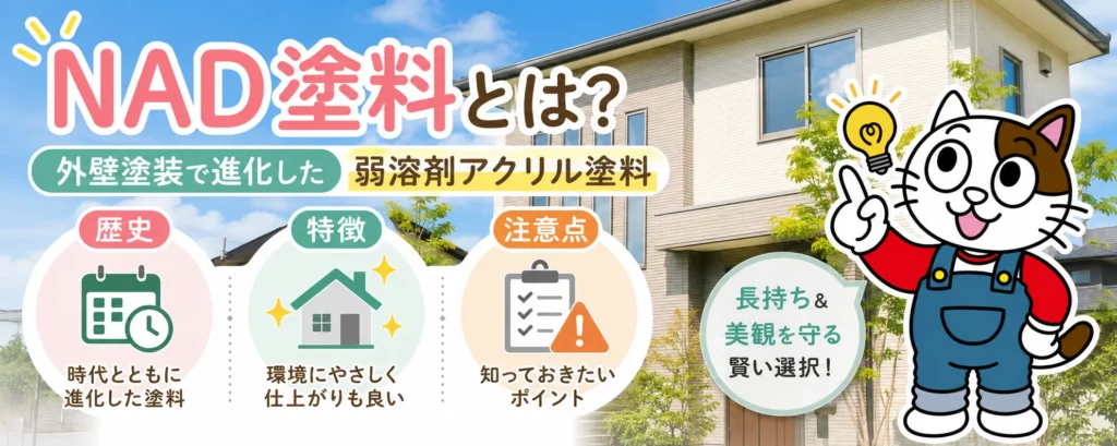 NAD塗料とは？外壁塗装で進化した弱溶剤アクリル塗料の歴史・特徴・注意点