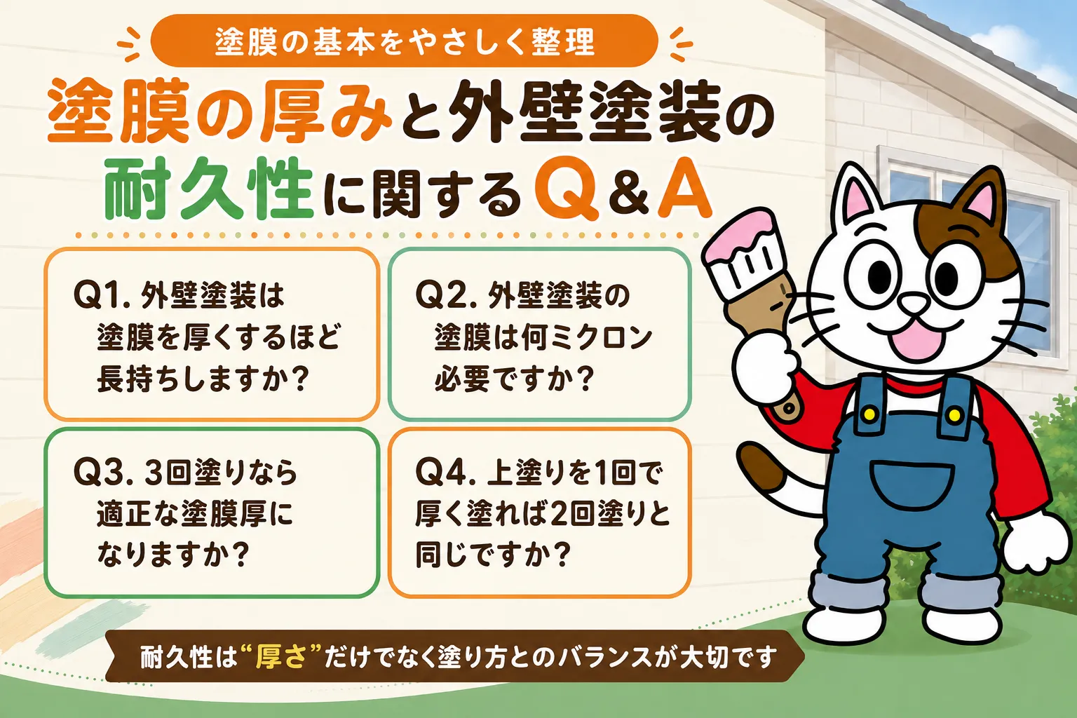 塗膜の厚みと外壁塗装の耐久性に関するQ&A イメージ