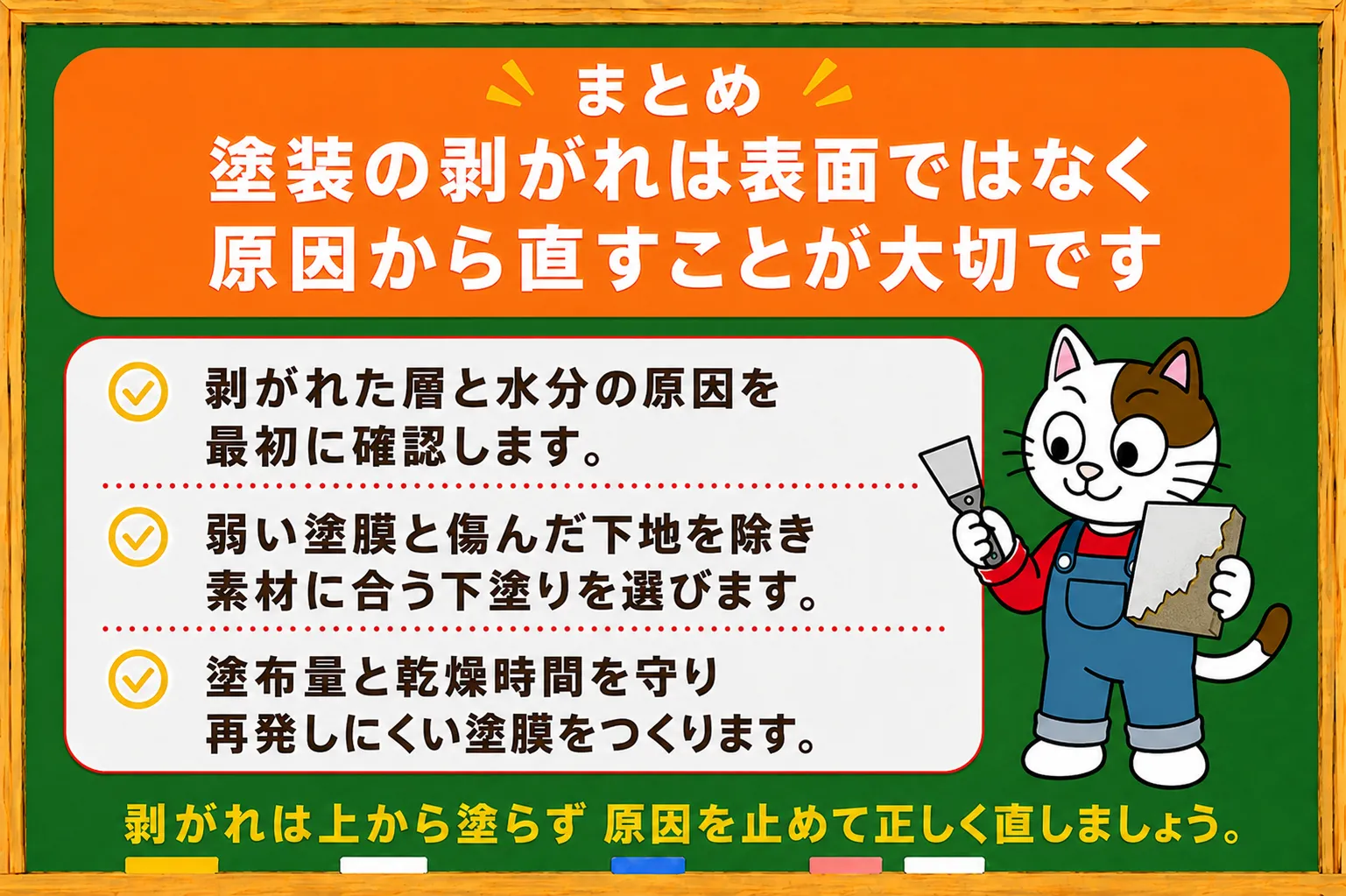 まとめ｜塗装の剥がれは表面ではなく原因から直すことが大切です　イメージ