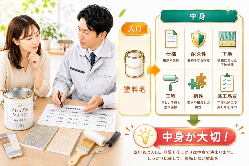 まとめ｜塗料名は入口、品質判断は中身を見ることが大切です イメージ