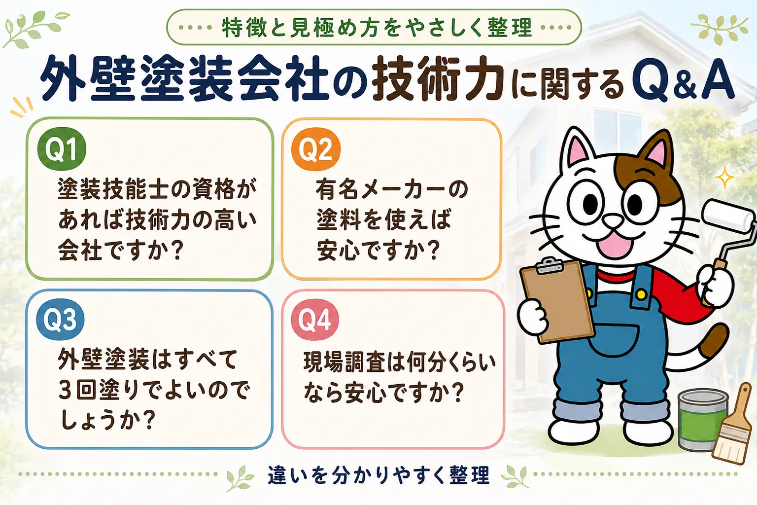 外壁塗装会社の技術力に関するQ&A イメージ