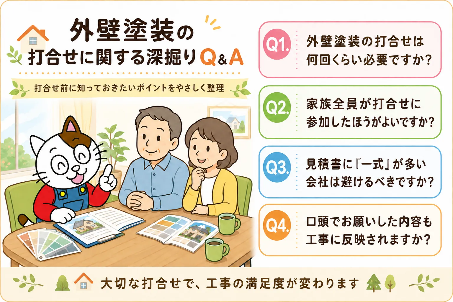 外壁塗装の工事打合せに関する深掘りQ＆A　イメージ