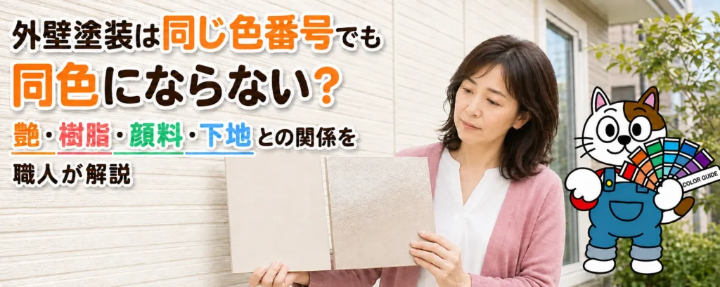 外壁塗装は同じ色番号でも同色にならない？艶・樹脂・顔料・下地との関係を職人が解説