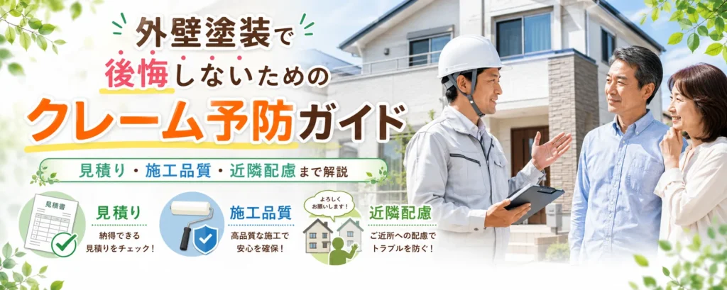 外壁塗装で後悔しないためのクレーム予防ガイド|見積り・施工品質・近隣配慮まで解説