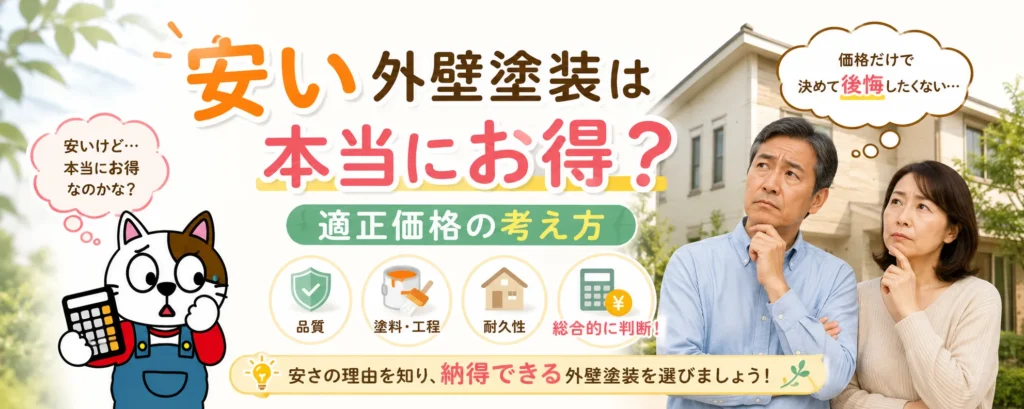 安い外壁塗装は本当にお得？｜適正価格の考え方