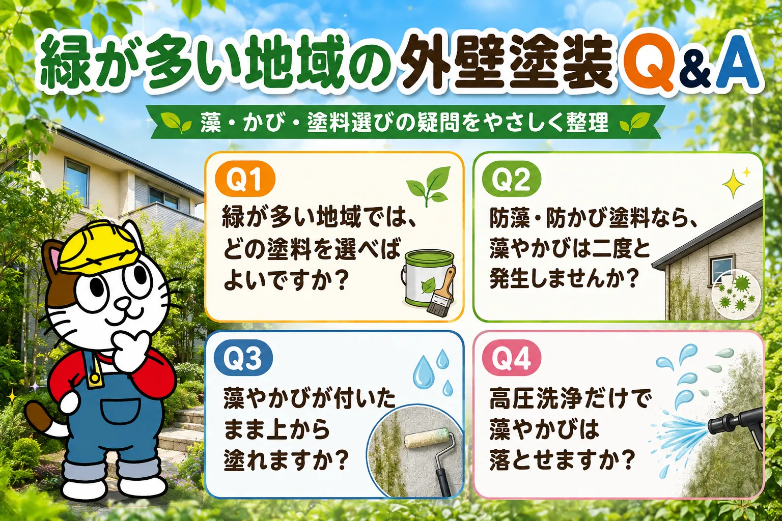 緑が多い地域の外壁塗装Q&A イメージ