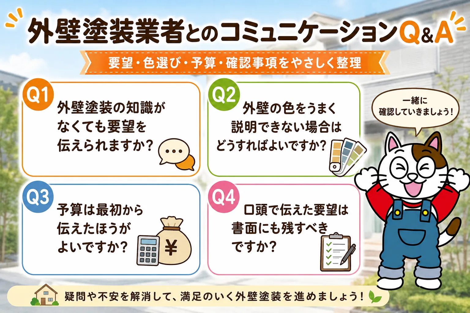 外壁塗装業者とのコミュニケーションQ&A　イメージ