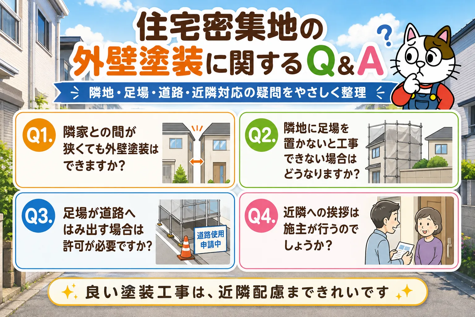 住宅密集地の外壁塗装に関するQ&A イメージ