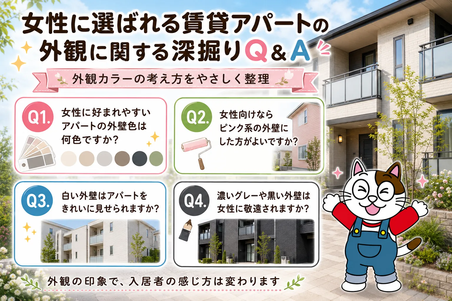 女性に選ばれる賃貸アパートの外観に関する深掘りQ&A　イメージ