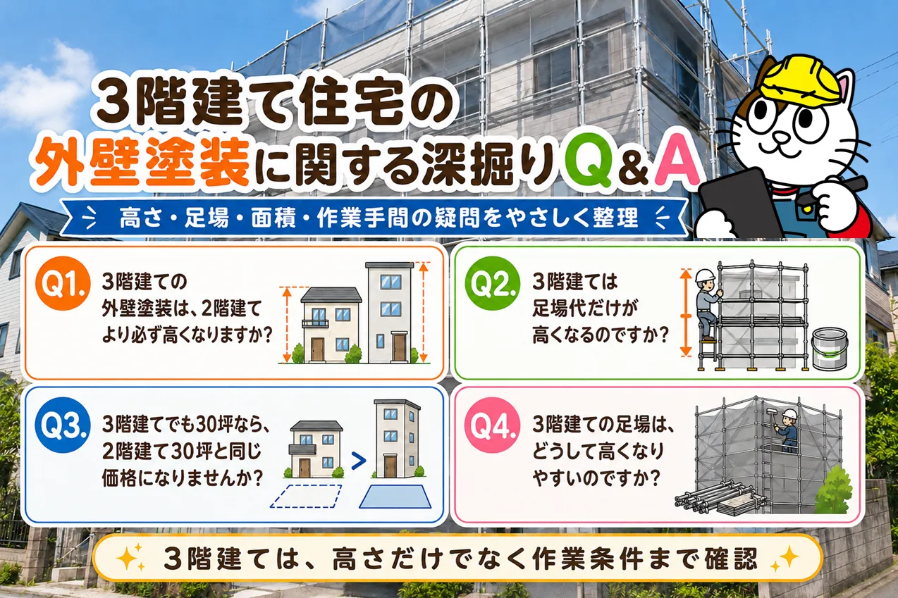 3階建て住宅の外壁塗装に関する深掘りQ&A イメージ